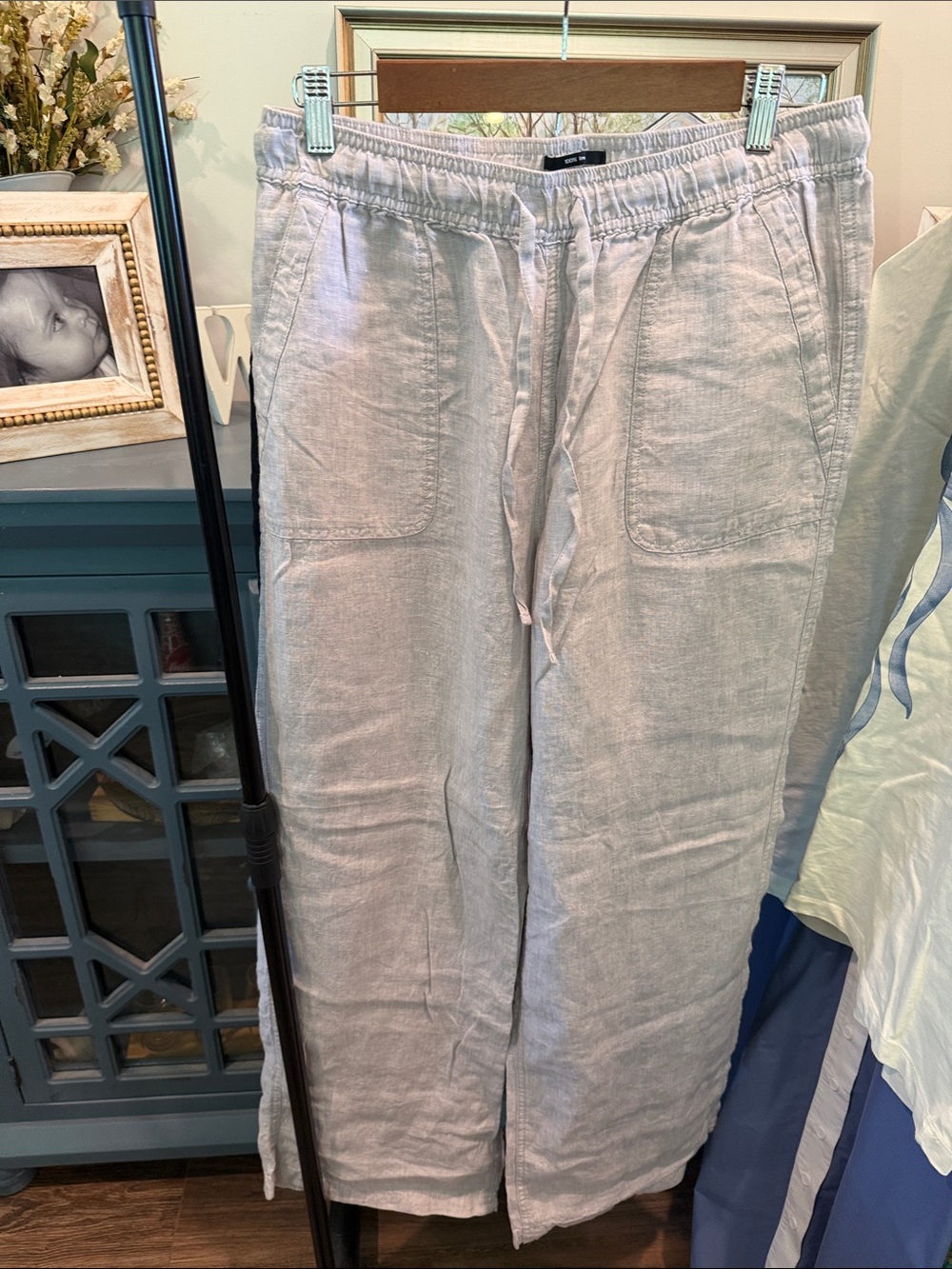 Jones New York Wide Leg Linen-Blend Pants in Light Beige